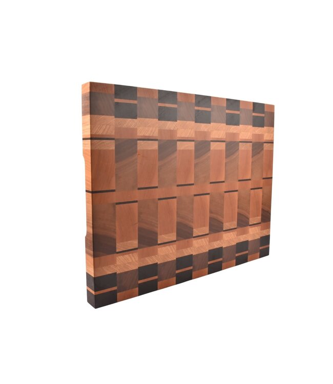 Plllank unieke kopshouten snijplank in plataan en kers - medium plus (± 50 x 35 cm)
