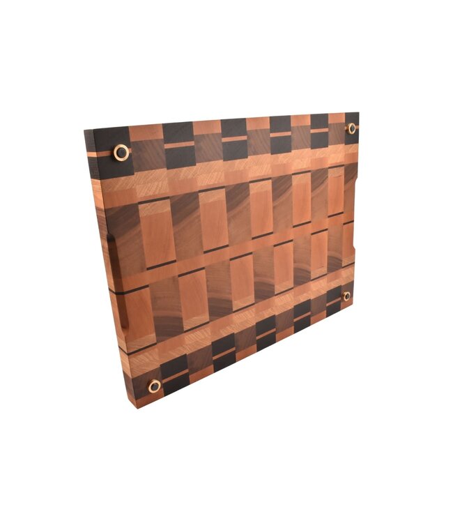 Plllank unieke kopshouten snijplank in plataan en kers - medium plus (± 50 x 35 cm)