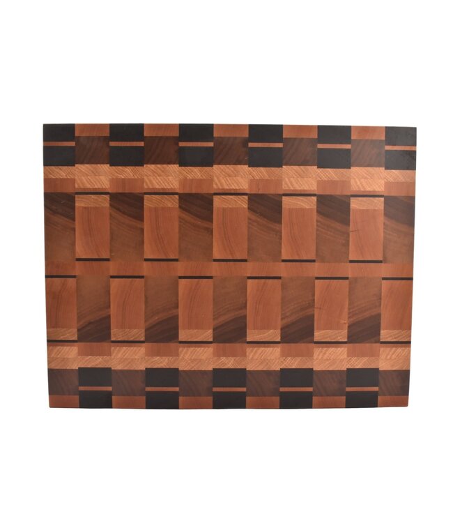 Plllank unieke kopshouten snijplank in plataan en kers - medium plus (± 50 x 35 cm)