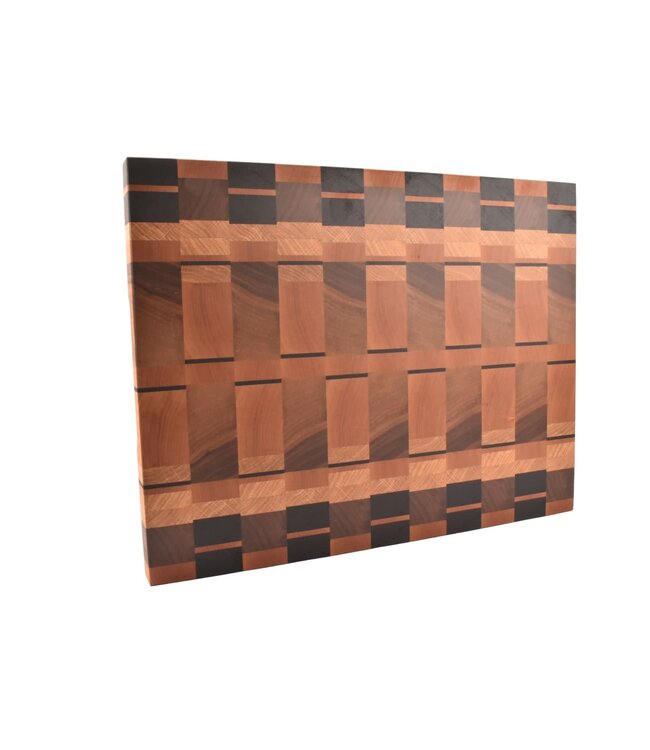 Plllank unieke kopshouten snijplank in plataan en kers - medium plus (± 50 x 35 cm)