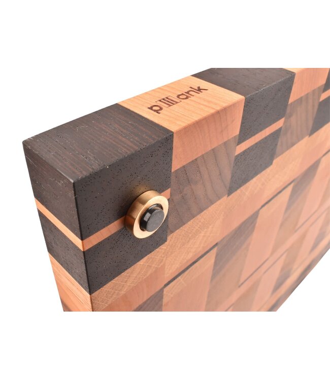 Plllank unieke kopshouten snijplank in plataan en kers - medium plus (± 50 x 35 cm)