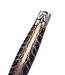 Laguiole en Aubrac Belle pièce 2026 - 12cm mammoetkies blauw - double platines - messing veer - rode plaatjes - damast