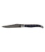 Laguiole en Aubrac Belle pièce 2026 - 12cm mammoetkies blauw - double platines - messing veer - rode plaatjes - damast