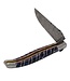 Laguiole en Aubrac Belle pièce 2026 - 12cm mammoetkies blauw - double platines - messing veer - rode plaatjes - damast