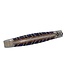 Laguiole en Aubrac Belle pièce 2026 - 12cm mammoetkies blauw - double platines - messing veer - rode plaatjes - damast