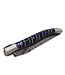 Laguiole en Aubrac Belle pièce 2026 - 12cm mammoetkies blauw - double platines - messing veer - rode plaatjes - damast