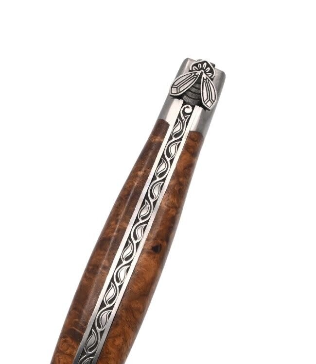 Laguiole en Aubrac Belle pièce 2026 - 12cm loupe d'Amboine dorée - damast balbach