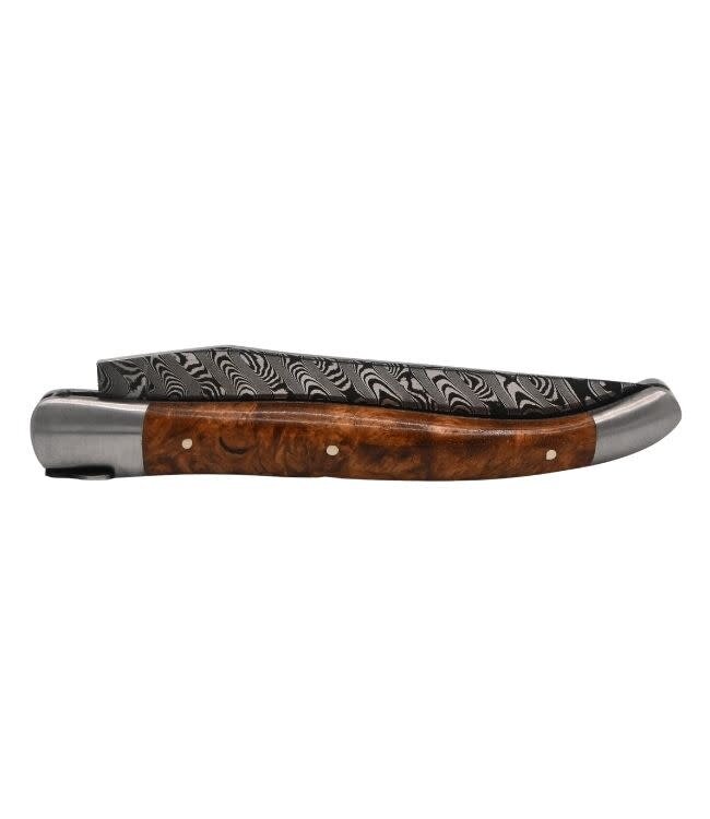 Laguiole en Aubrac Belle pièce 2026 - 12cm loupe d'Amboine dorée - damast balbach