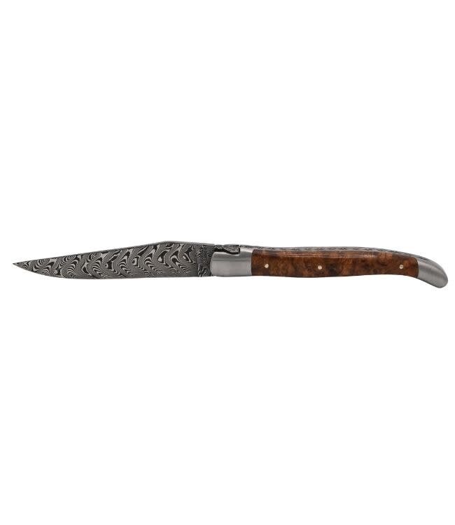 Laguiole en Aubrac Belle pièce 2026 - 12cm loupe d'Amboine dorée - damast balbach