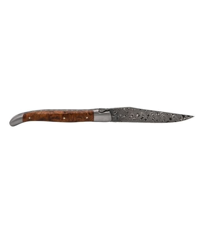 Laguiole en Aubrac Belle pièce 2026 - 12cm loupe d'Amboine dorée - damast balbach