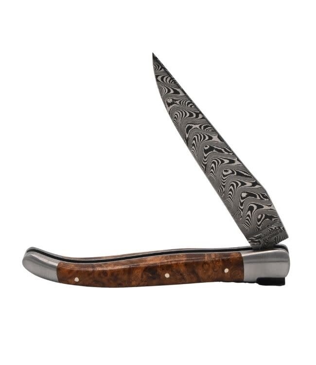 Laguiole en Aubrac Belle pièce 2026 - 12cm loupe d'Amboine dorée - damast balbach