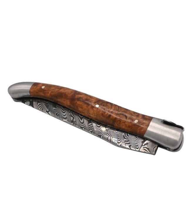 Laguiole en Aubrac Belle pièce 2026 - 12cm loupe d'Amboine dorée - damast balbach