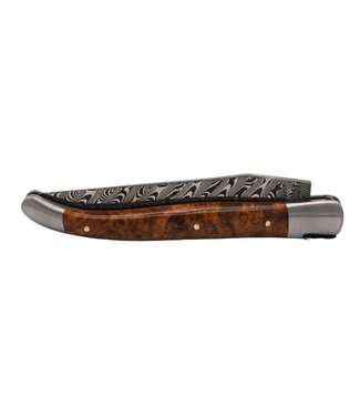 Laguiole en Aubrac Belle pièce 2026 - 12cm loupe d'Amboine dorée - damast balbach