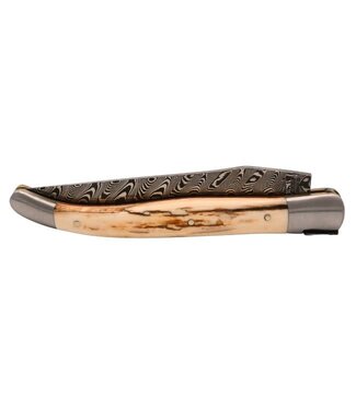 Laguiole en Aubrac Belle pièce 2026 - 12cm mammoetivoor korst - messing plaatjes - damast balbach
