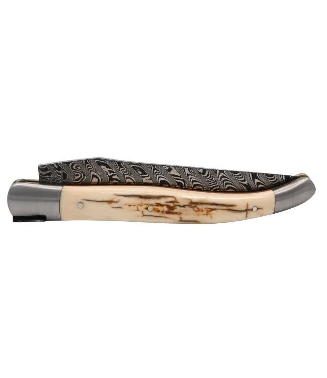 Laguiole en Aubrac Belle pièce 2026 - 12cm mammoetivoor korst - messing plaatjes - damast balbach
