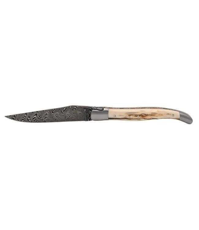 Laguiole en Aubrac Belle pièce 2026 - 12cm mammoetivoor korst - messing plaatjes - damast balbach
