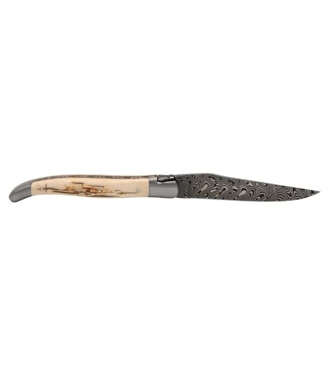 Laguiole en Aubrac Belle pièce 2026 - 12cm mammoetivoor korst - messing plaatjes - damast balbach