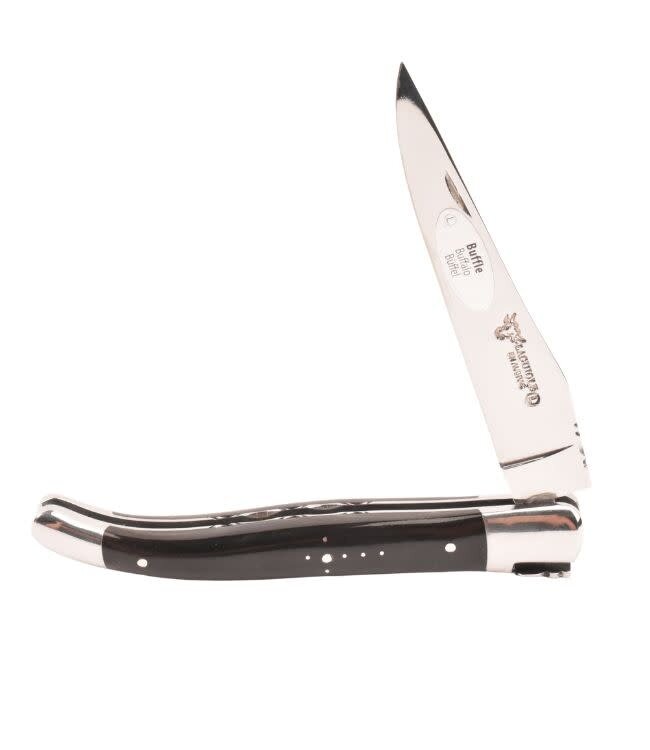 Laguiole en Aubrac 12cm buffel - platines guillochées - glanzend