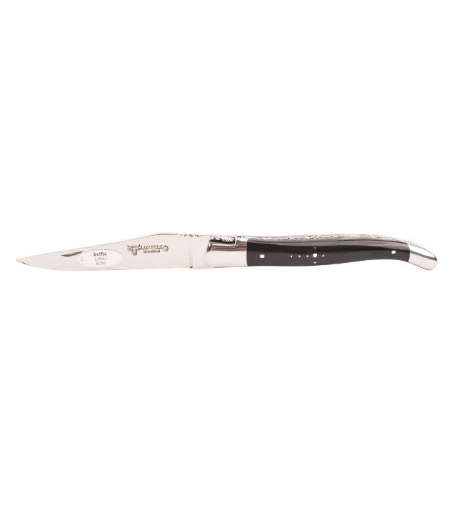 Laguiole en Aubrac 12cm buffel - platines guillochées - glanzend