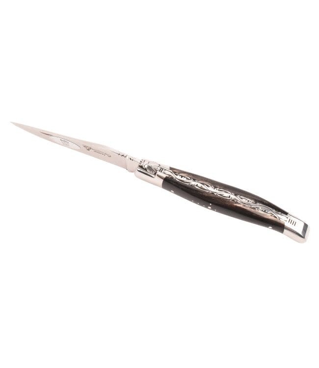 Laguiole en Aubrac 12cm buffel - platines guillochées - glanzend