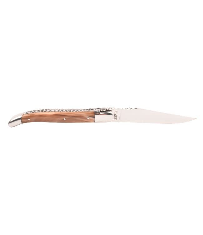 Laguiole en Aubrac #0015 12cm punthoorn - spiraal - double platines - glanzend