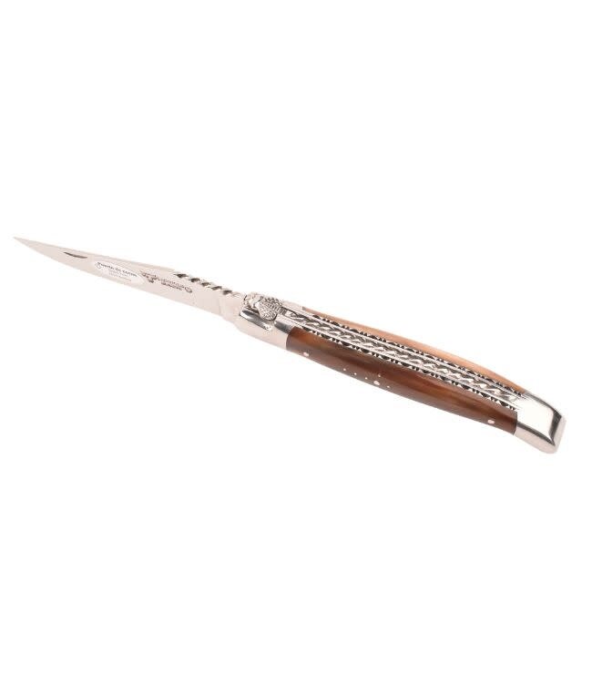 Laguiole en Aubrac #0015 12cm punthoorn - spiraal - double platines - glanzend