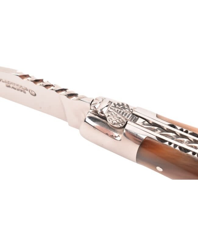 Laguiole en Aubrac #0015 12cm punthoorn - spiraal - double platines - glanzend