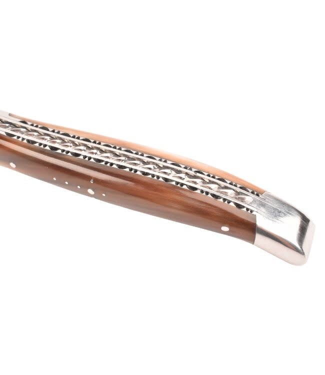 Laguiole en Aubrac #0015 12cm punthoorn - spiraal - double platines - glanzend