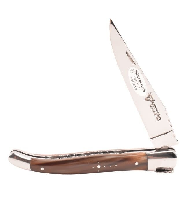 Laguiole en Aubrac #0015 12cm punthoorn - spiraal - double platines - glanzend