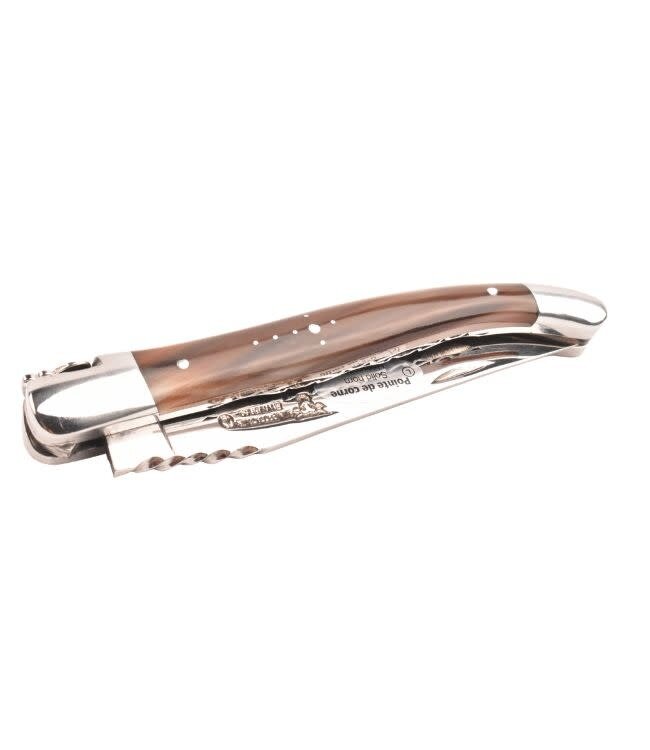Laguiole en Aubrac #0015 12cm punthoorn - spiraal - double platines - glanzend