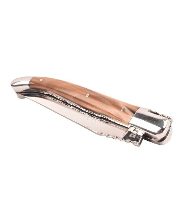 Laguiole en Aubrac #0015 12cm punthoorn - spiraal - double platines - glanzend