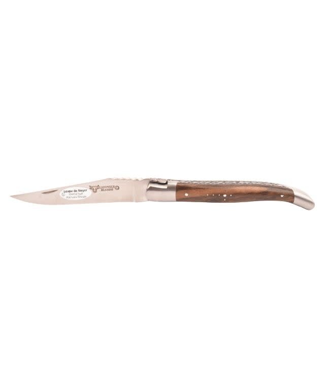 Laguiole en Aubrac #0018 12cm notelaar wortel - spiraal - double platines - mat
