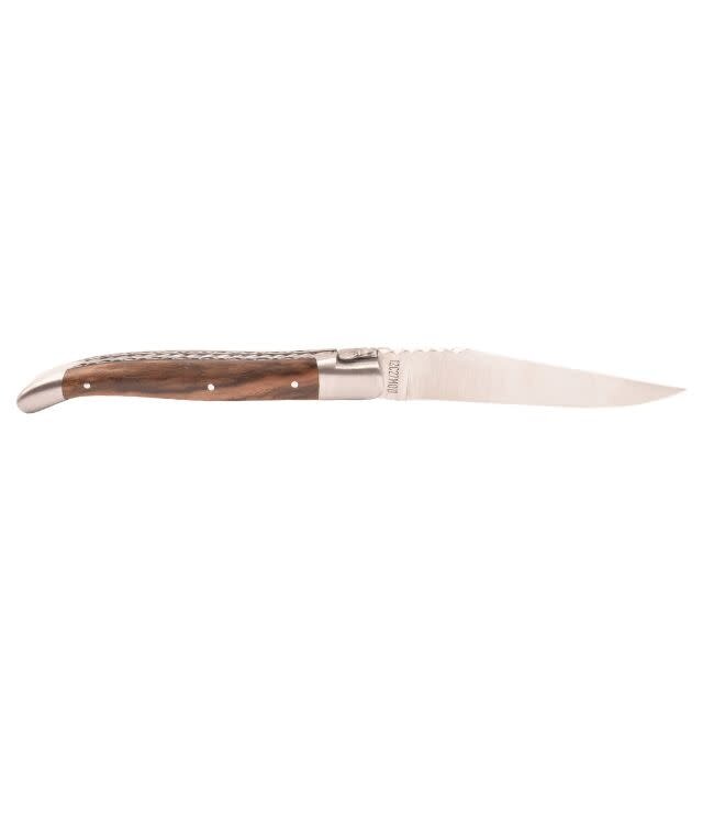 Laguiole en Aubrac #0018 12cm notelaar wortel - spiraal - double platines - mat