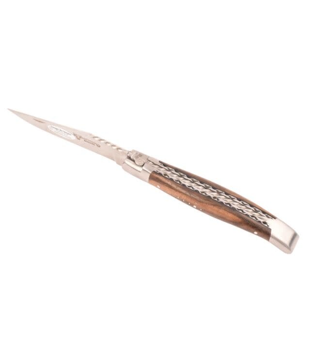 Laguiole en Aubrac #0018 12cm notelaar wortel - spiraal - double platines - mat