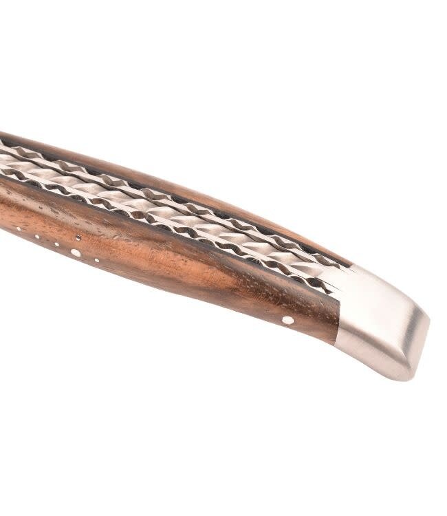 Laguiole en Aubrac #0018 12cm notelaar wortel - spiraal - double platines - mat