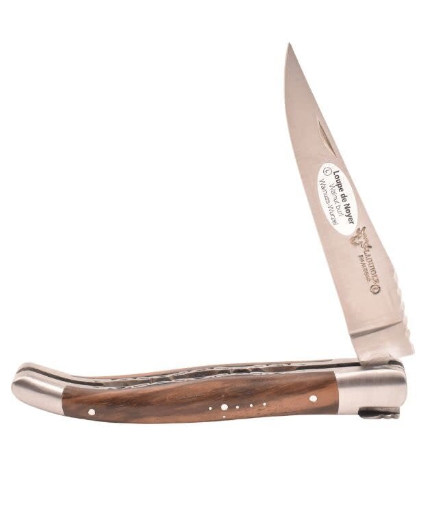 Laguiole en Aubrac #0018 12cm notelaar wortel - spiraal - double platines - mat
