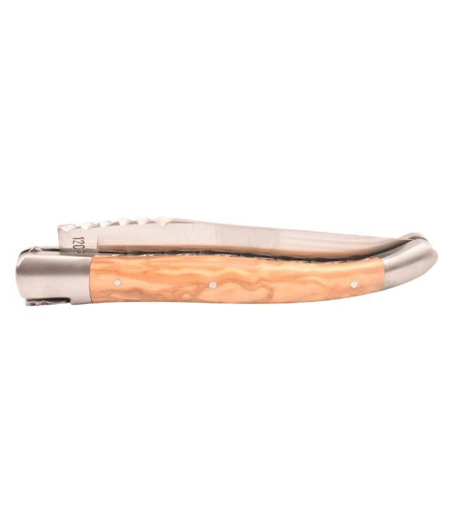 Laguiole en Aubrac #0014 12cm olijfhout - spiraal - double platines - mat
