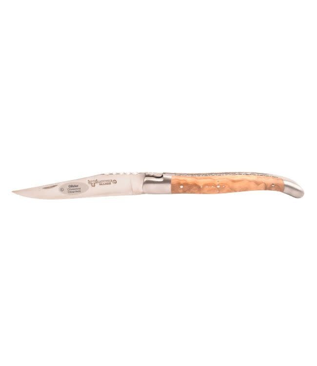 Laguiole en Aubrac #0014 12cm olijfhout - spiraal - double platines - mat