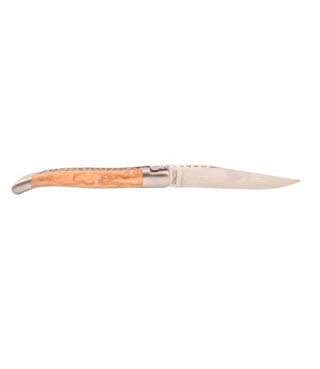 Laguiole en Aubrac #0014 12cm olijfhout - spiraal - double platines - mat