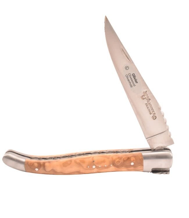Laguiole en Aubrac #0014 12cm olijfhout - spiraal - double platines - mat