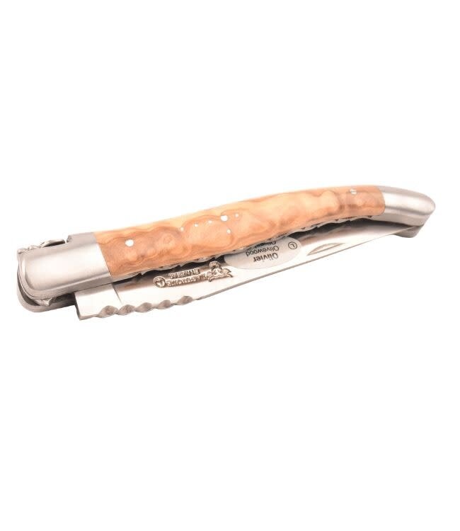 Laguiole en Aubrac #0014 12cm olijfhout - spiraal - double platines - mat