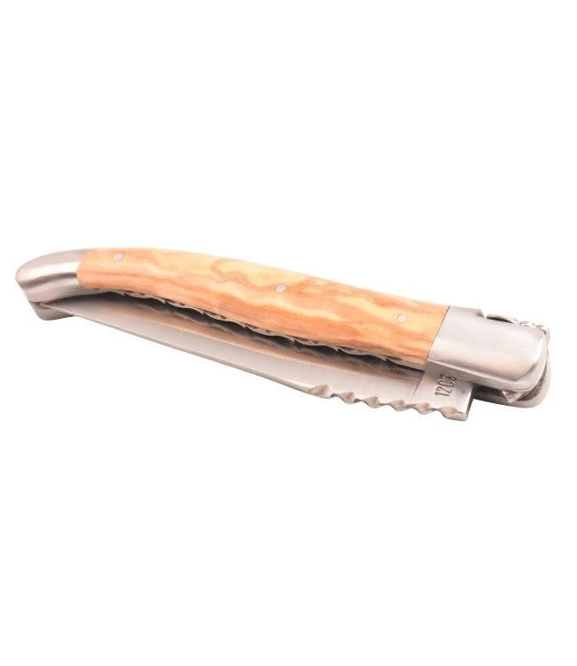 Laguiole en Aubrac #0014 12cm olijfhout - spiraal - double platines - mat