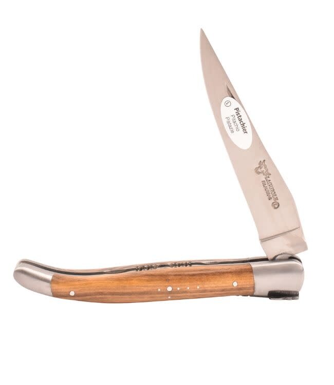 Laguiole en Aubrac #0021 12cm pistache - platines guillochées - mat