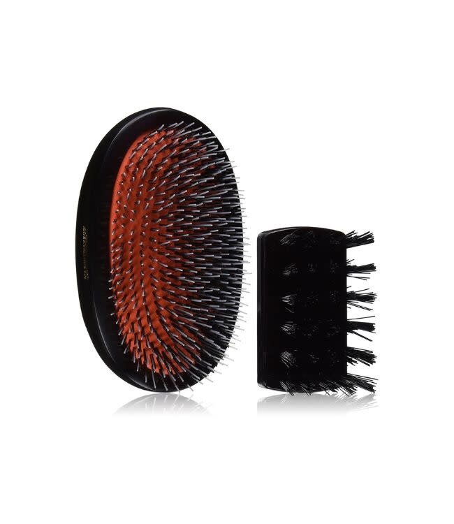 Mason Pearson haarborstel Military Popular 13cm (BN1M) - Bristle & Nylon - Dark Ruby - inclusief reinigingsborstel