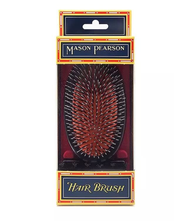 Mason Pearson haarborstel Military Junior 12,36 cm (BN2M) - Bristle & Nylon - Dark Ruby - inclusief reinigingsborstel