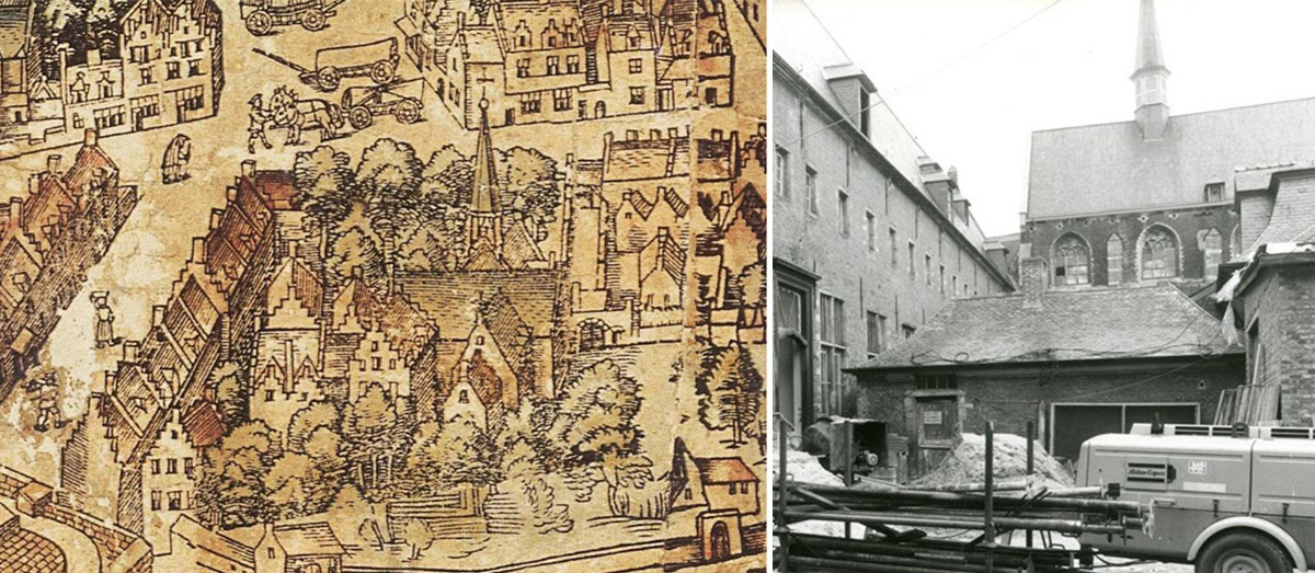 Sint-Elisabethgasthuis in 1565 en de kapel naast De Messenwinkel