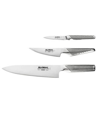 Global 3-delige messenset (G-2115) met koksmes 20cm (G-2),  officemes 11cm (GS-1) en schilmesje 8cm (GSF-15)