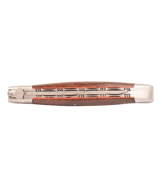 Laguiole en Aubrac #0012 12cm palissanderwortelhout - double platines - rode plaatjes - mat