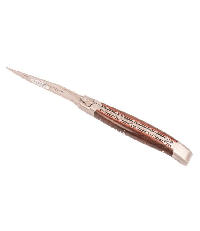 Laguiole en Aubrac #0012 12cm palissanderwortelhout - double platines - rode plaatjes - mat