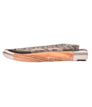 Laguiole en Aubrac 12cm olijfhout - double platines - damast